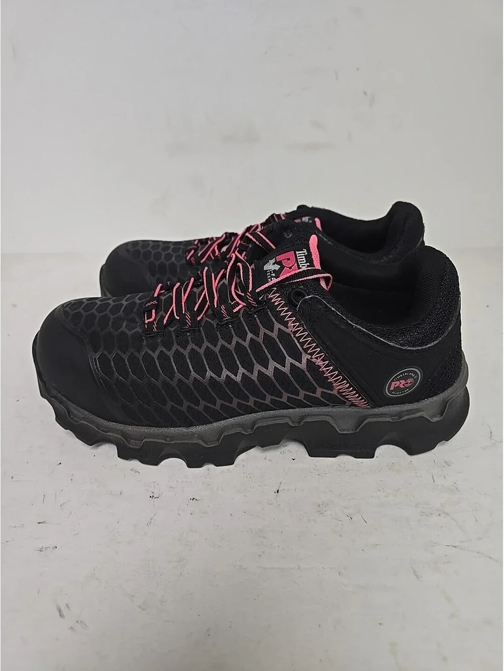 Timberland PRO Women's Powertrain Alloy-Toe Work Shoes A1RTM Black/Pink 7W